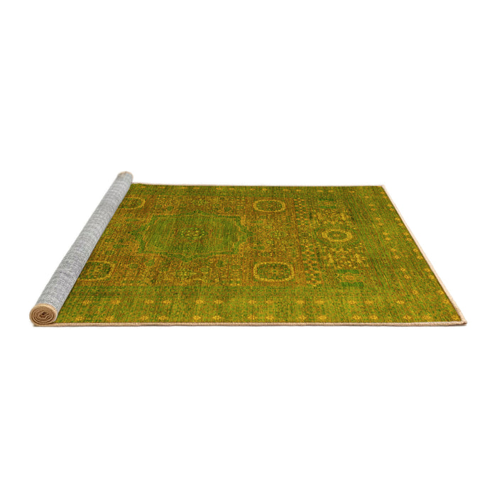 Sideview of Machine Washable Abstract Yellow Modern Rug, wshabs1327yw