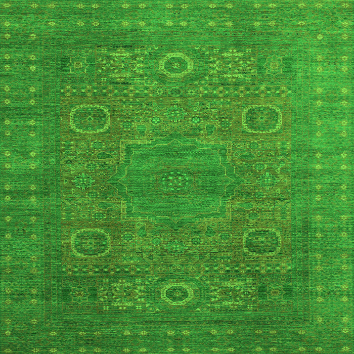 Square Machine Washable Abstract Green Modern Area Rugs, wshabs1327grn