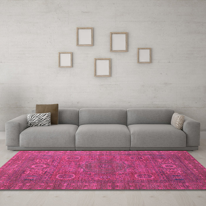 Machine Washable Abstract Pink Modern Rug in a Living Room, wshabs1327pnk