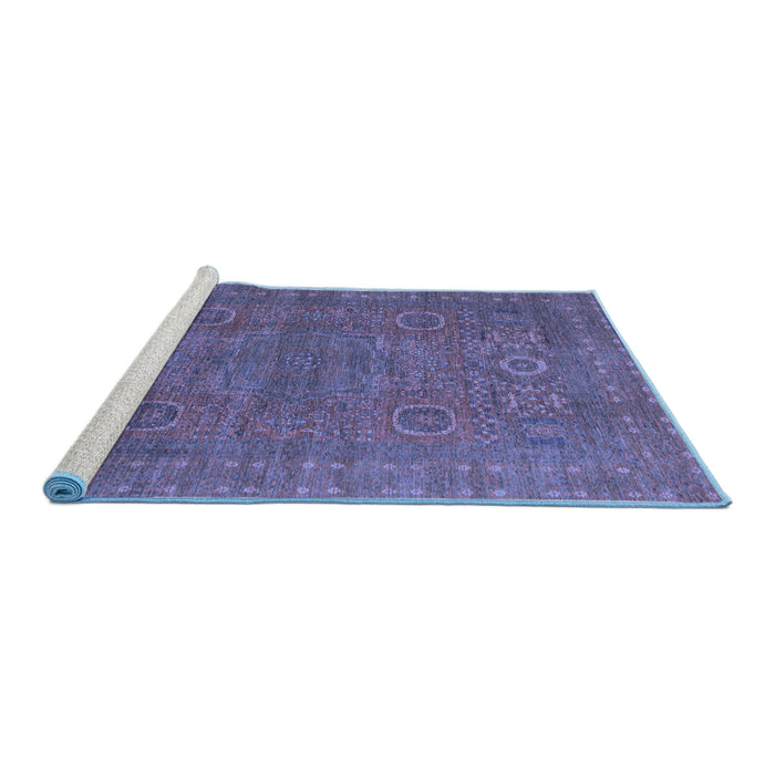 Sideview of Machine Washable Abstract Blue Modern Rug, wshabs1327blu