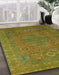 Abstract Dark Yellow Green Modern Rug in Family Room, abs1327