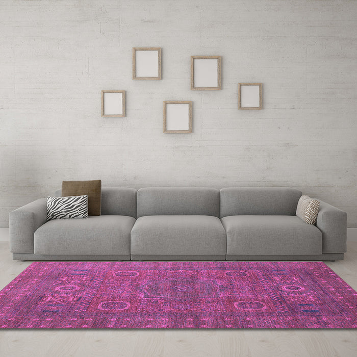Machine Washable Abstract Purple Modern Area Rugs in a Living Room, wshabs1327pur