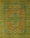 Abstract Dark Yellow Green Modern Rug, abs1327