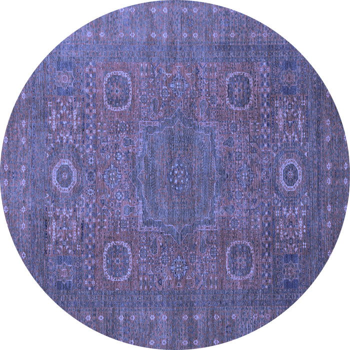 Round Machine Washable Abstract Blue Modern Rug, wshabs1327blu