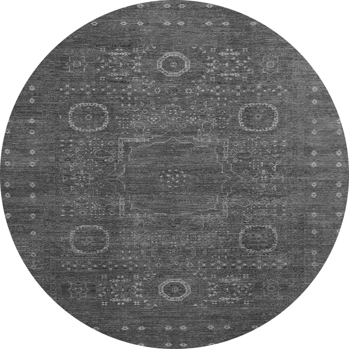 Round Machine Washable Abstract Gray Modern Rug, wshabs1327gry