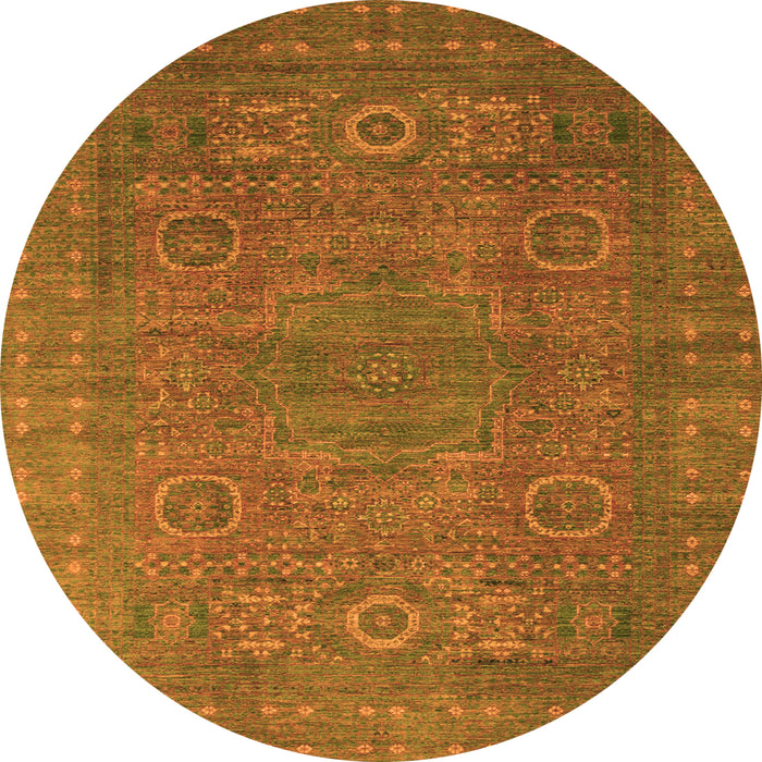 Round Abstract Orange Modern Rug, abs1327org