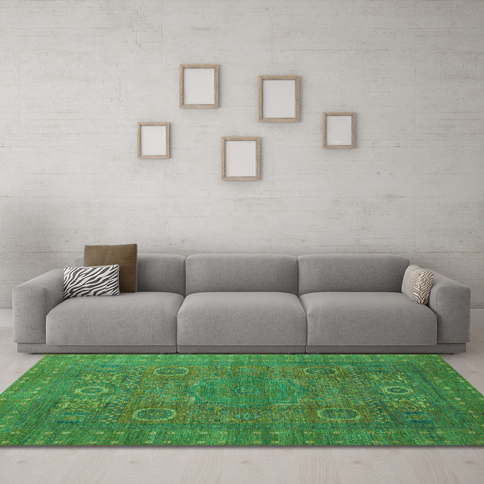 Machine Washable Abstract Turquoise Modern Area Rugs in a Living Room,, wshabs1327turq