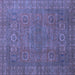 Square Abstract Blue Modern Rug, abs1327blu