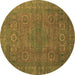 Round Abstract Brown Modern Rug, abs1327brn