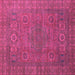 Square Machine Washable Abstract Pink Modern Rug, wshabs1327pnk