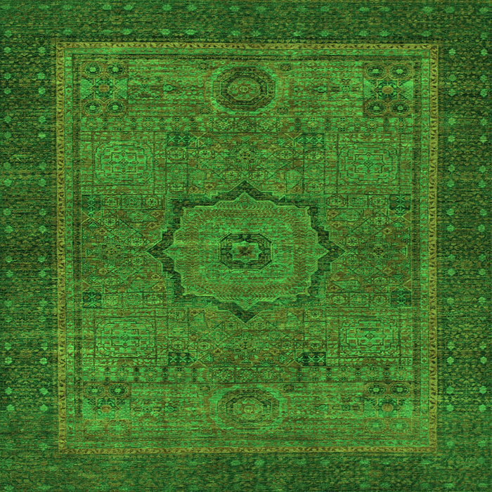 Square Abstract Green Modern Rug, abs1328grn