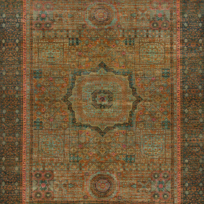 Machine Washable Abstract Saddle Brown Rug, wshabs1328