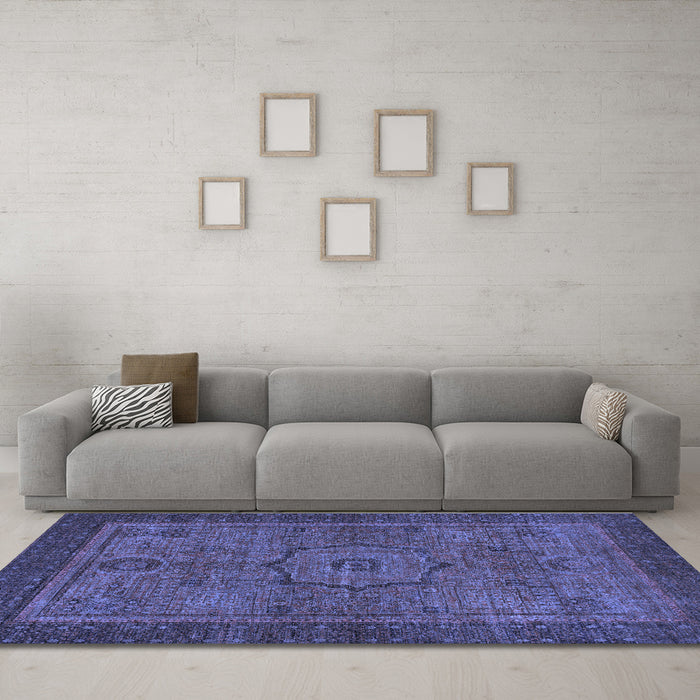 Machine Washable Abstract Blue Modern Rug in a Living Room, wshabs1328blu