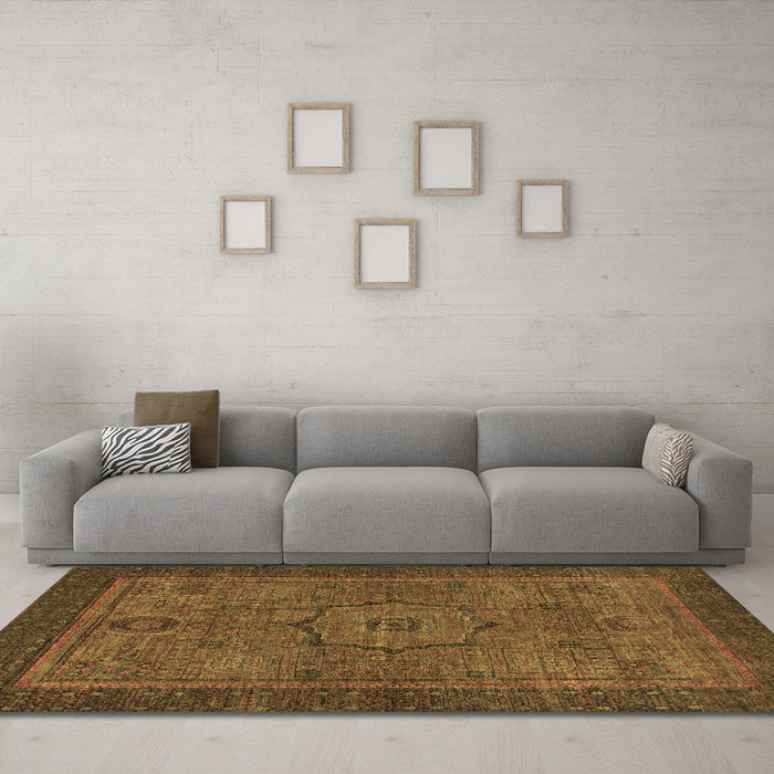 Machine Washable Abstract Brown Modern Rug in a Living Room,, wshabs1328brn