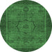 Round Abstract Emerald Green Modern Rug, abs1328emgrn