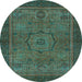 Round Abstract Light Blue Modern Rug, abs1328lblu