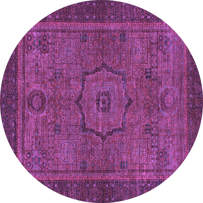 Round Abstract Purple Modern Rug, abs1328pur