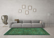 Machine Washable Abstract Turquoise Modern Area Rugs in a Living Room,, wshabs1328turq