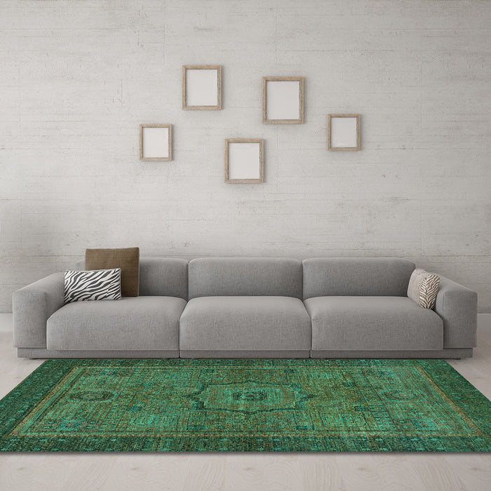 Machine Washable Abstract Turquoise Modern Area Rugs in a Living Room,, wshabs1328turq