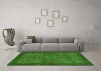 Machine Washable Abstract Green Modern Rug, wshabs1328grn