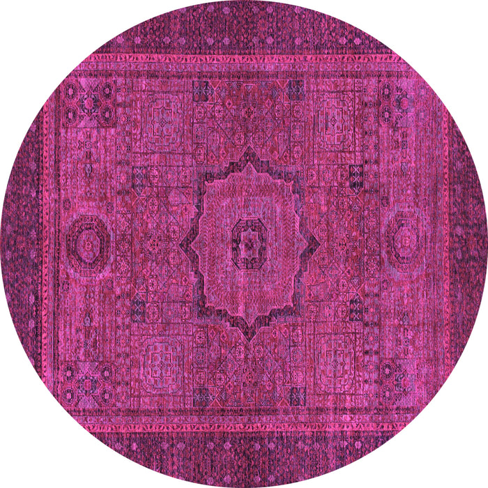 Round Machine Washable Abstract Pink Modern Rug, wshabs1328pnk