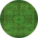 Round Abstract Green Modern Rug, abs1328grn