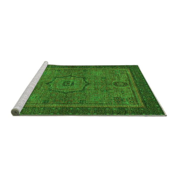 Sideview of Machine Washable Abstract Green Modern Area Rugs, wshabs1328grn