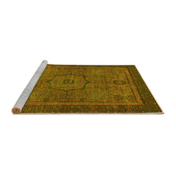 Sideview of Machine Washable Abstract Yellow Modern Rug, wshabs1328yw