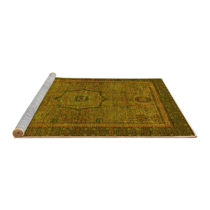 Sideview of Machine Washable Abstract Yellow Modern Rug, wshabs1328yw