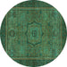 Round Abstract Turquoise Modern Rug, abs1328turq