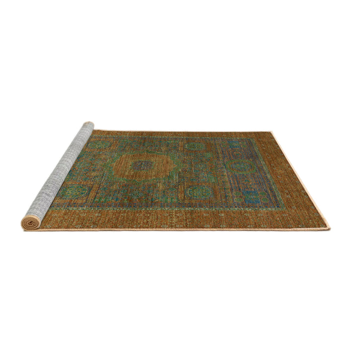 Sideview of Machine Washable Abstract Saddle Brown Rug, wshabs1329
