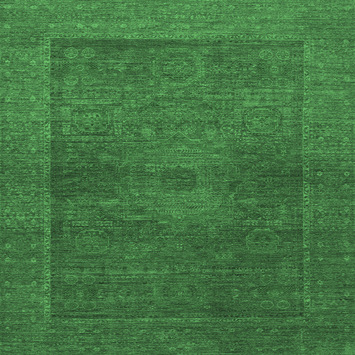 Square Machine Washable Abstract Emerald Green Modern Area Rugs, wshabs1329emgrn