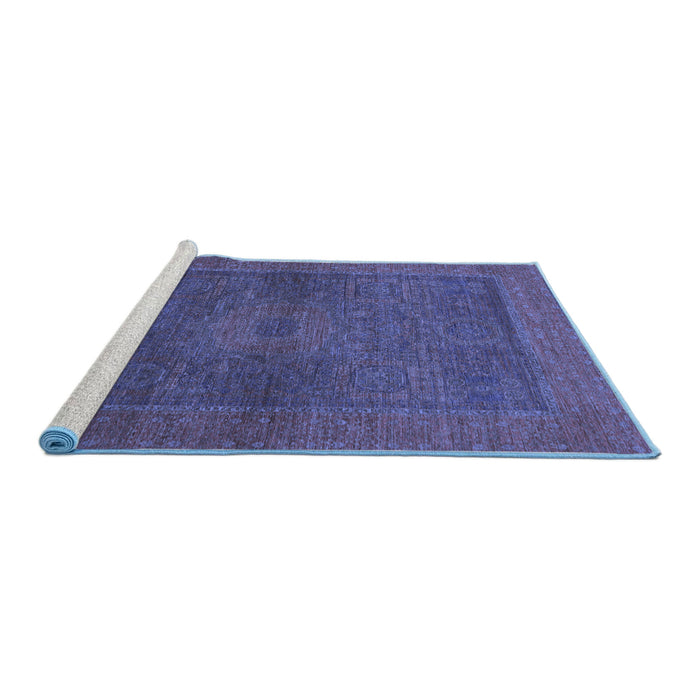 Sideview of Machine Washable Abstract Blue Modern Rug, wshabs1329blu