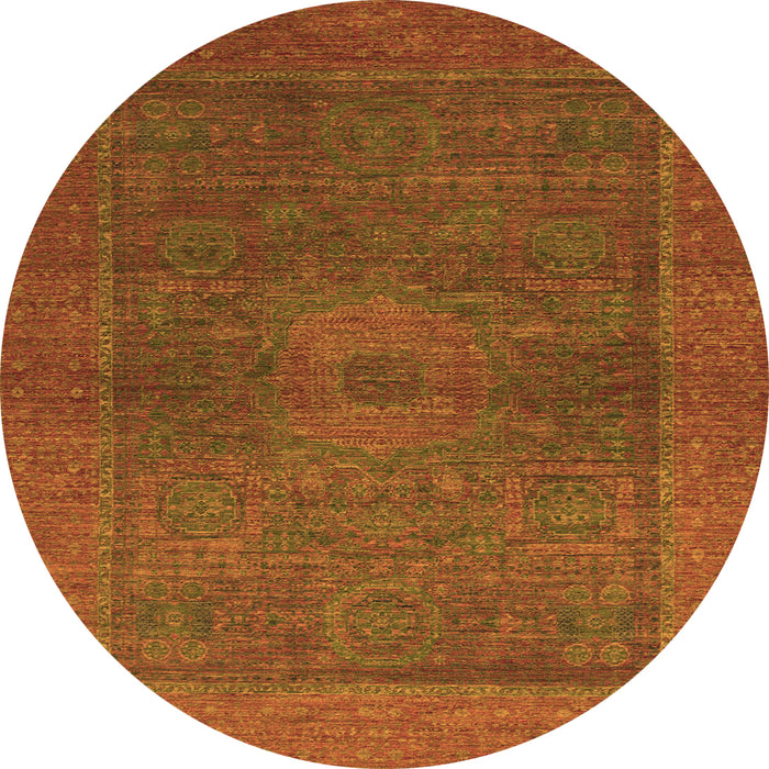 Round Abstract Orange Modern Rug, abs1329org