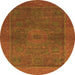 Round Abstract Orange Modern Rug, abs1329org