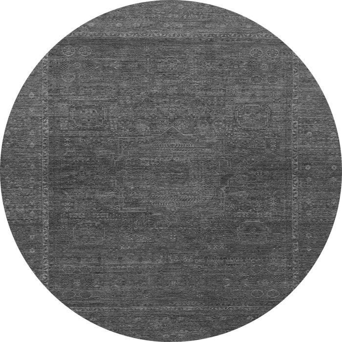 Round Machine Washable Abstract Gray Modern Rug, wshabs1329gry