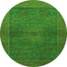 Round Abstract Green Modern Rug, abs1329grn