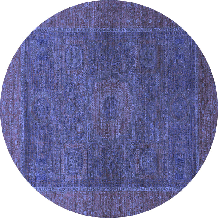 Round Machine Washable Abstract Blue Modern Rug, wshabs1329blu