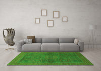 Machine Washable Abstract Green Modern Rug, wshabs1329grn