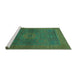 Sideview of Machine Washable Abstract Turquoise Modern Area Rugs, wshabs1329turq