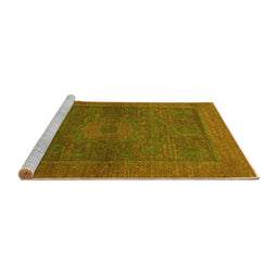 Sideview of Machine Washable Abstract Yellow Modern Rug, wshabs1329yw