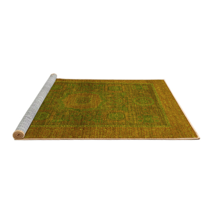 Sideview of Machine Washable Abstract Yellow Modern Rug, wshabs1329yw