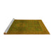 Sideview of Machine Washable Abstract Yellow Modern Rug, wshabs1329yw