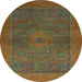 Round Abstract Saddle Brown Modern Rug, abs1329