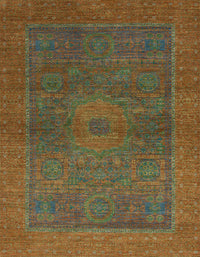 Machine Washable Abstract Saddle Brown Rug, wshabs1329