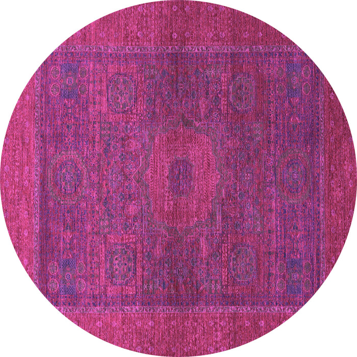 Round Machine Washable Abstract Pink Modern Rug, wshabs1329pnk