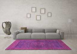 Machine Washable Abstract Purple Modern Area Rugs in a Living Room, wshabs1329pur