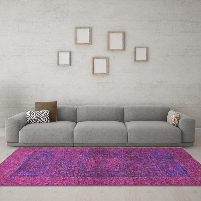 Machine Washable Abstract Purple Modern Area Rugs in a Living Room, wshabs1329pur