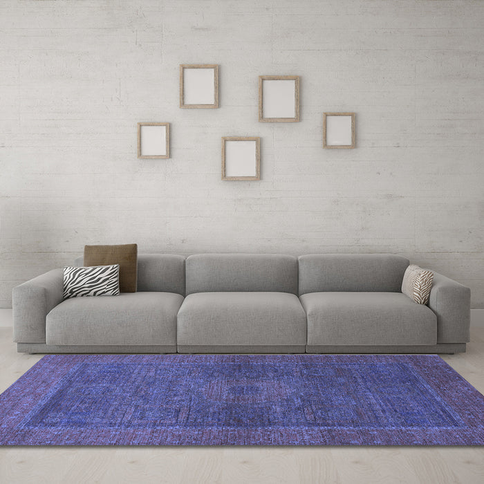 Machine Washable Abstract Blue Modern Rug in a Living Room, wshabs1329blu