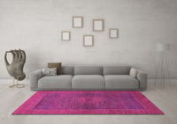 Machine Washable Abstract Pink Modern Rug, wshabs1329pnk